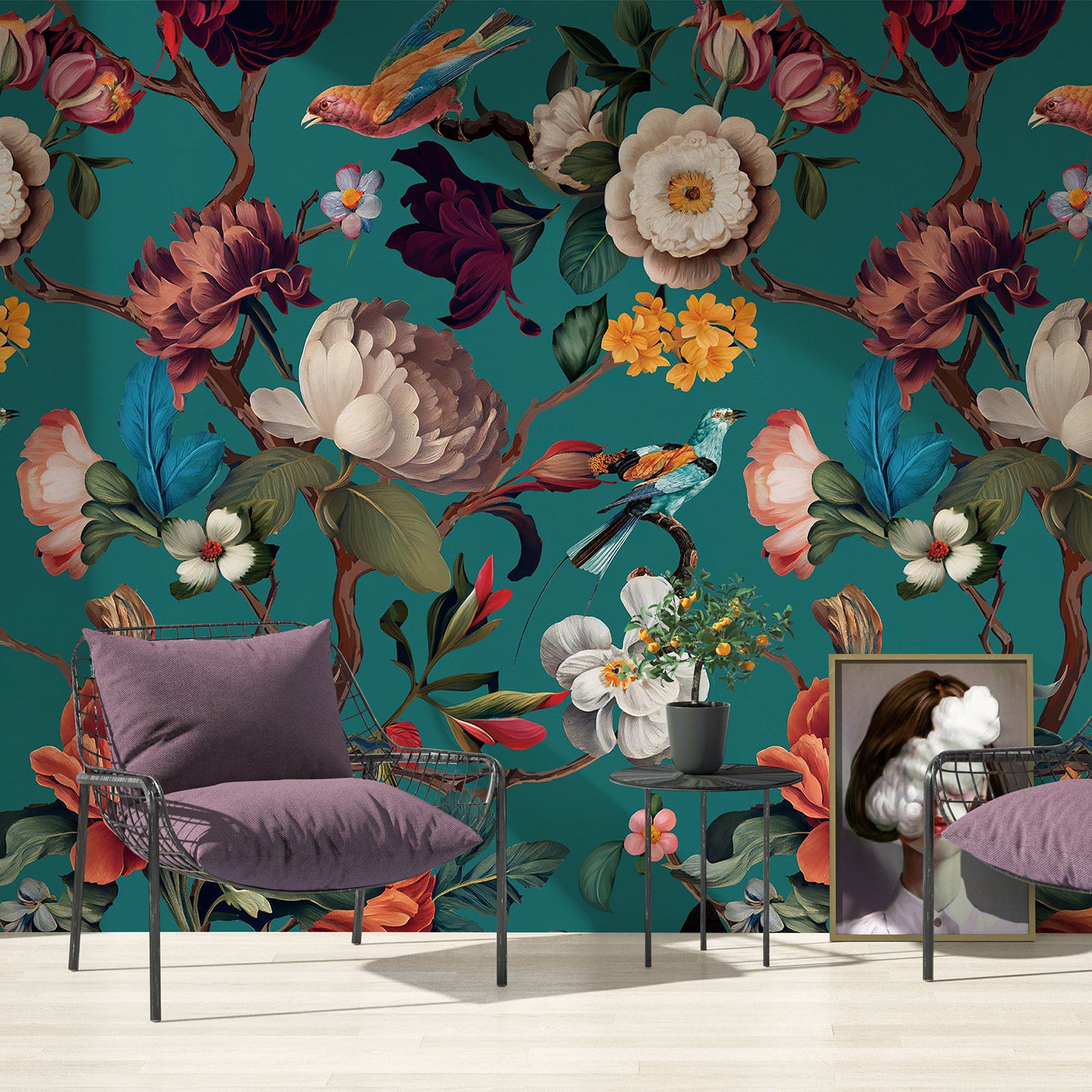 Special link-A4 sample of blue floral vinyl